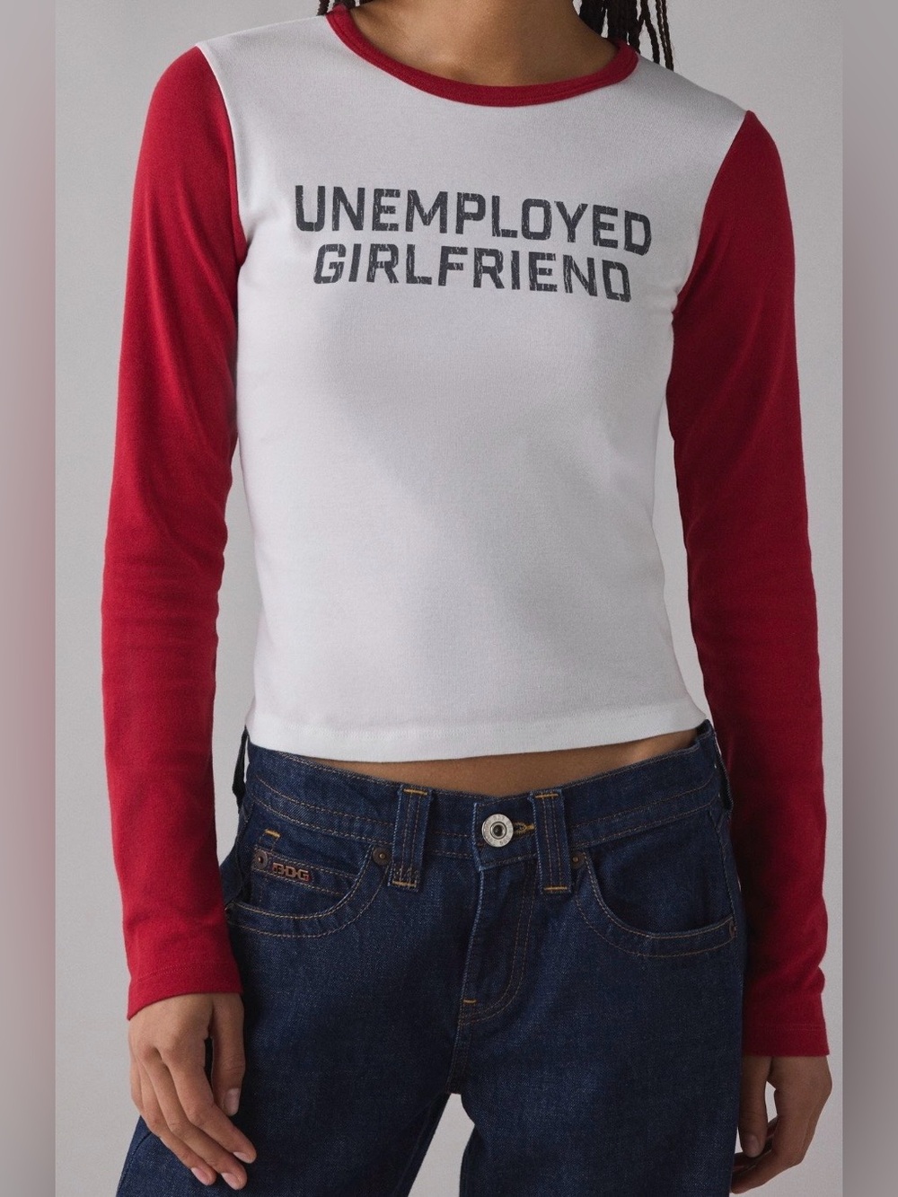 UO Unemployed Girlfriend Long Sleeve Baby Tee